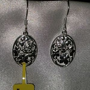 STERLING SILVER FLORAL DANGLE EARRINGS